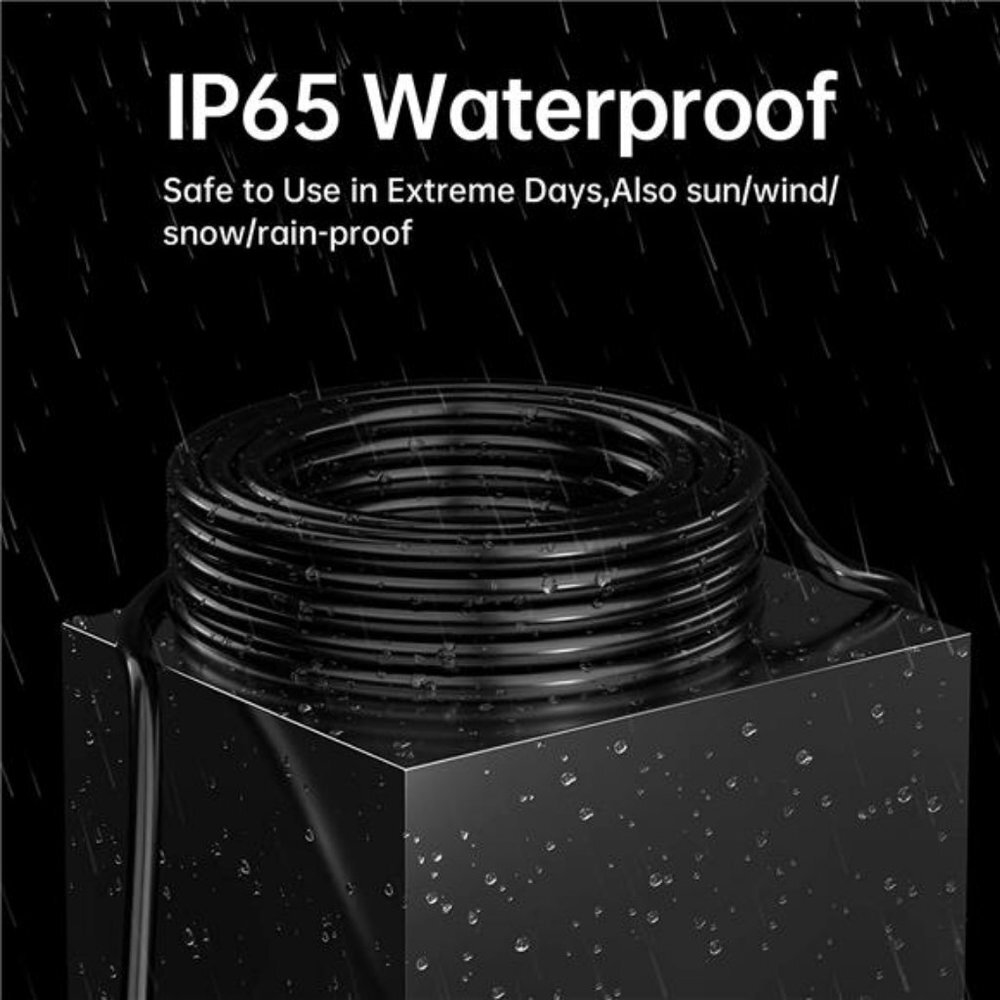 Black Outdoor Extension Cord 50 ft 16/3 Guage Waterproof 3 Prong Heavy Duty